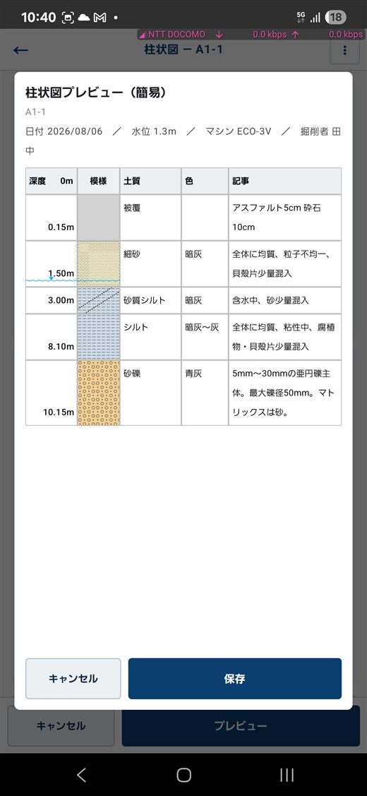 柱状図のプレビュー画面
